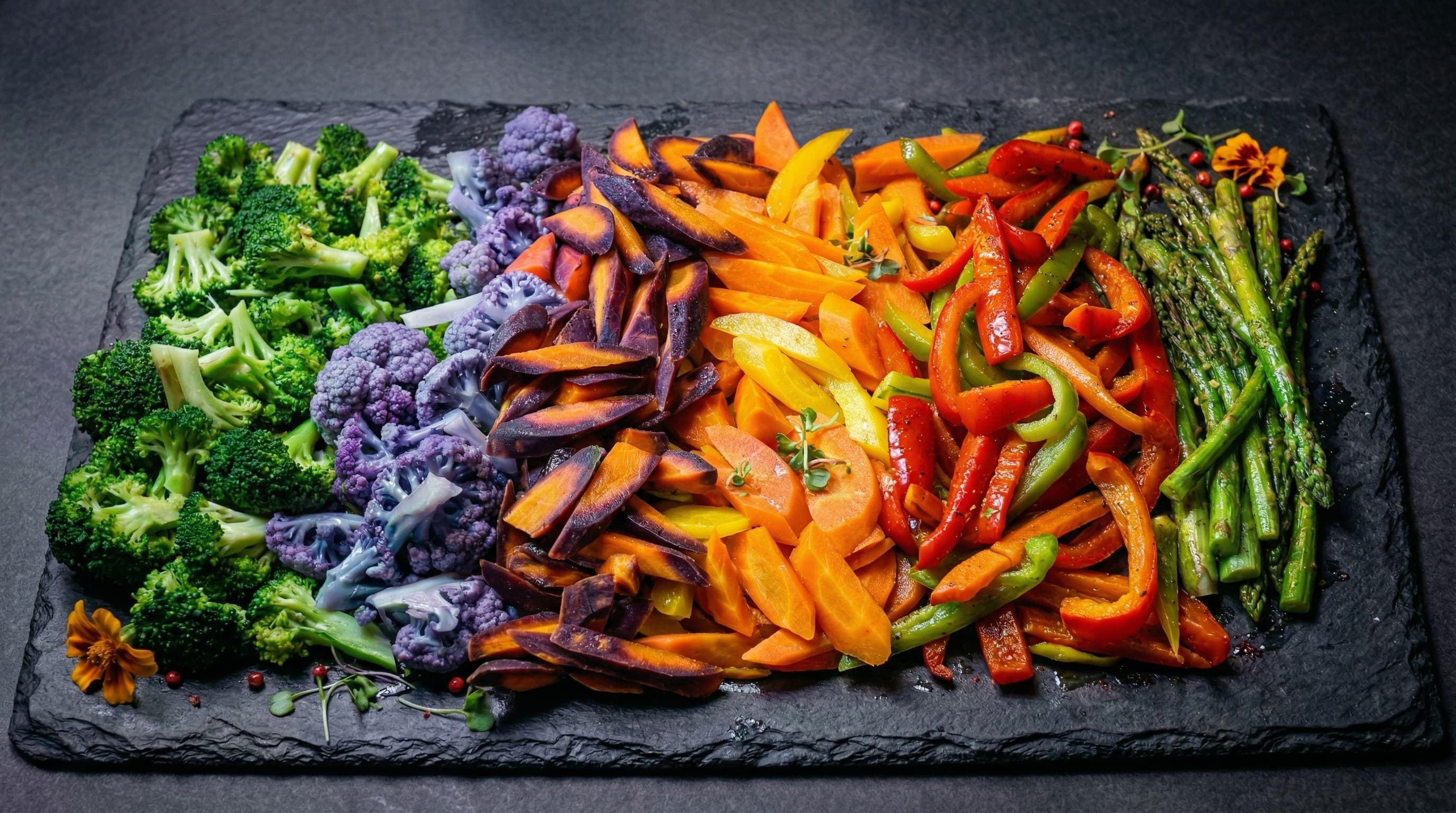Seasonal dish at La Fusion by Chez Rosa — asparagus, carrots and fresh vegetables in Geneva